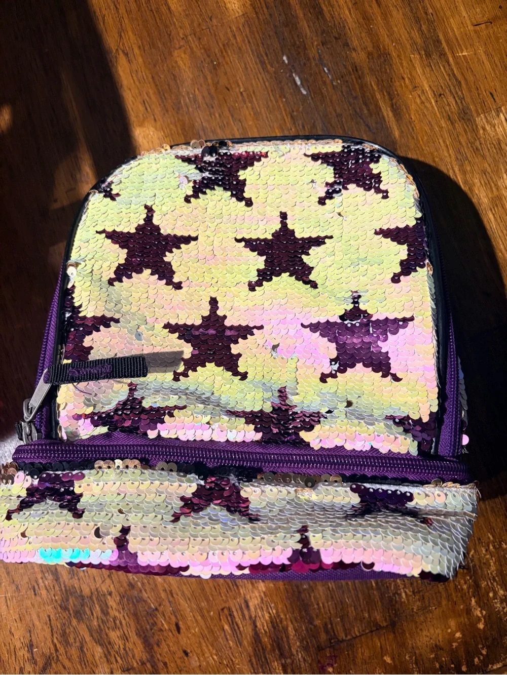 Kids Sequin Star Lunch bag- Purple Iridescent